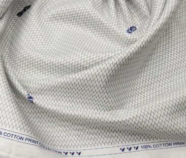 Monza Men's Cotton Printed 1.60 Meter Unstitched Shirt Fabric (White)