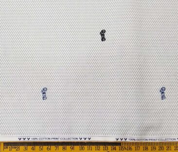 Monza Men's Cotton Printed 1.60 Meter Unstitched Shirt Fabric (White)