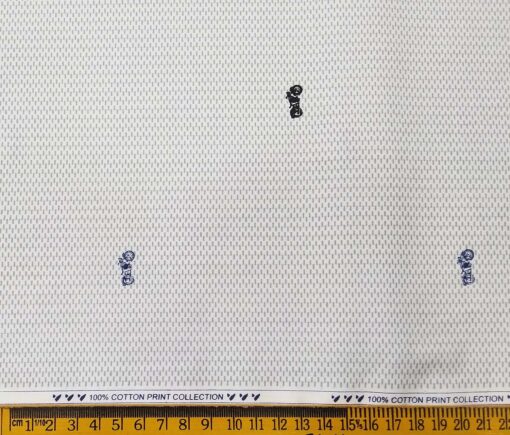 Monza Men's Cotton Printed 1.60 Meter Unstitched Shirt Fabric (White)