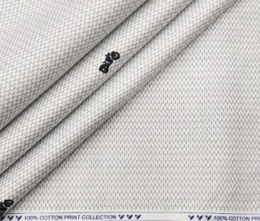 Monza Men's Cotton Printed 1.60 Meter Unstitched Shirt Fabric (White)