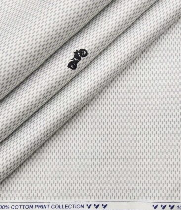Monza Men's Cotton Printed 1.60 Meter Unstitched Shirt Fabric (White)
