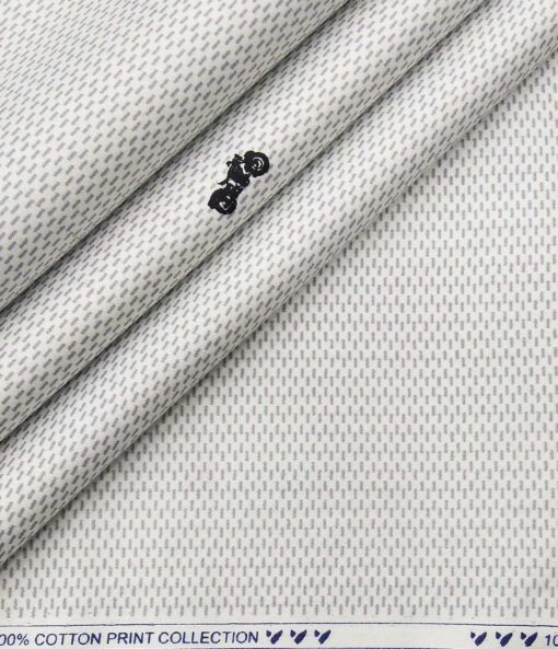 Monza Men's Cotton Printed 1.60 Meter Unstitched Shirt Fabric (White)