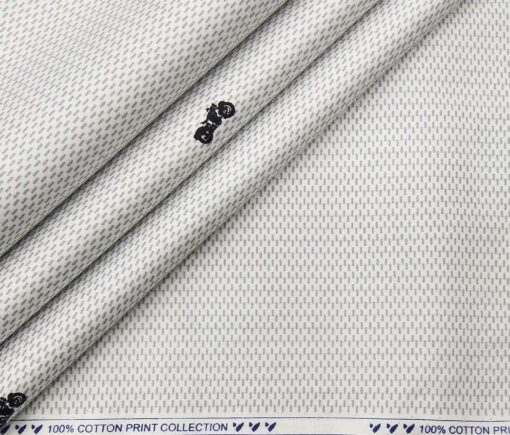 Monza Men's Cotton Printed 1.60 Meter Unstitched Shirt Fabric (White)
