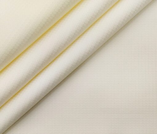 Monza Men's Cotton Jacquard 1.60 Meter Unstitched Shirt Fabric (Cream)