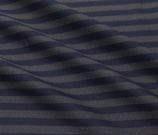Monza Men's Cotton Striped 1.60 Meter Unstitched Shirt Fabric (Dark Blue)