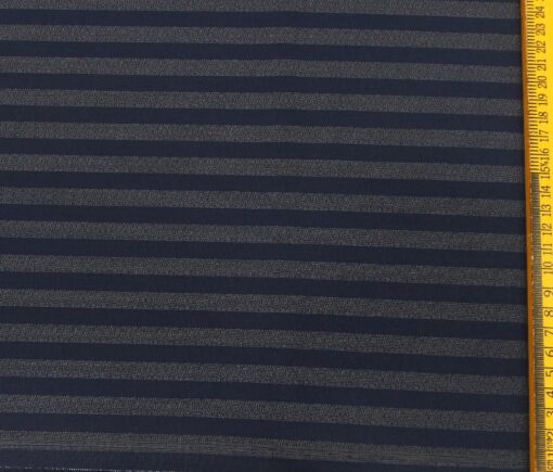 Monza Men's Cotton Striped 1.60 Meter Unstitched Shirt Fabric (Dark Blue)