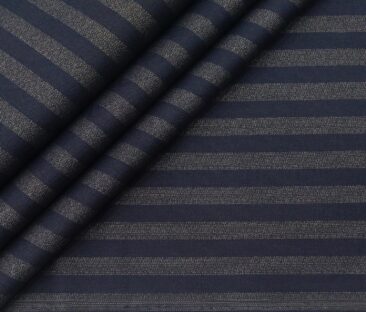Monza Men's Cotton Striped 1.60 Meter Unstitched Shirt Fabric (Dark Blue)