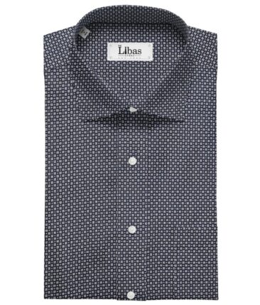 Monza Men's Cotton Polka Dots Printed 1.60 Meter Unstitched Shirt Fabric (Dark Blue)