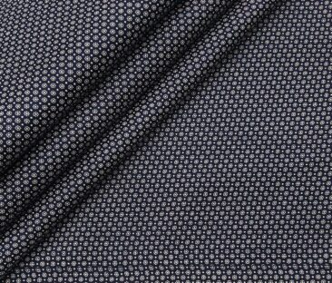 Monza Men's Cotton Polka Dots Printed 1.60 Meter Unstitched Shirt Fabric (Dark Blue)