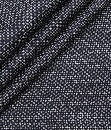 Monza Men's Cotton Polka Dots Printed 1.60 Meter Unstitched Shirt Fabric (Dark Blue)