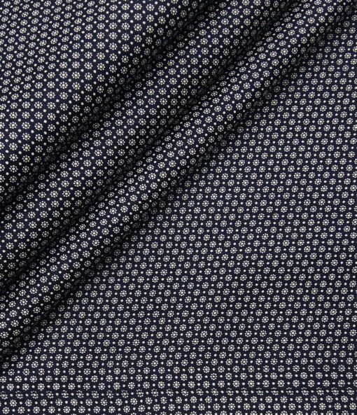 Monza Men's Cotton Polka Dots Printed 1.60 Meter Unstitched Shirt Fabric (Dark Blue)