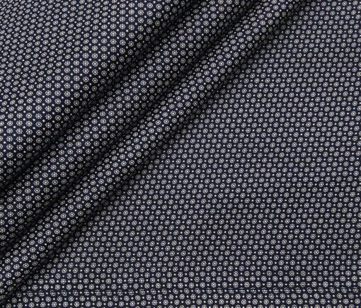 Monza Men's Cotton Polka Dots Printed 1.60 Meter Unstitched Shirt Fabric (Dark Blue)
