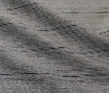 Monza Men's Cotton Striped 1.60 Meter Unstitched Shirt Fabric (Silver Grey)