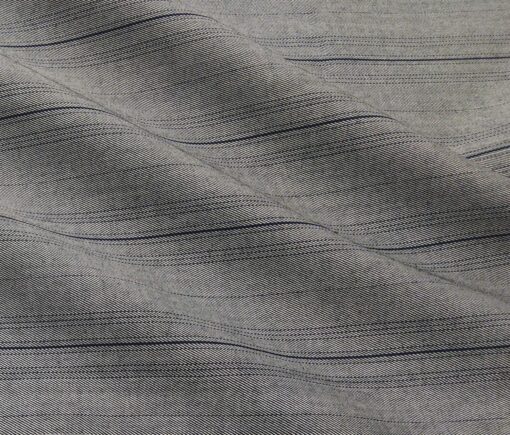 Monza Men's Cotton Striped 1.60 Meter Unstitched Shirt Fabric (Silver Grey)