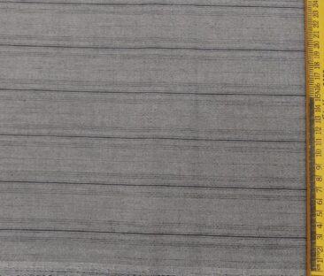 Monza Men's Cotton Striped 1.60 Meter Unstitched Shirt Fabric (Silver Grey)
