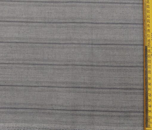 Monza Men's Cotton Striped 1.60 Meter Unstitched Shirt Fabric (Silver Grey)