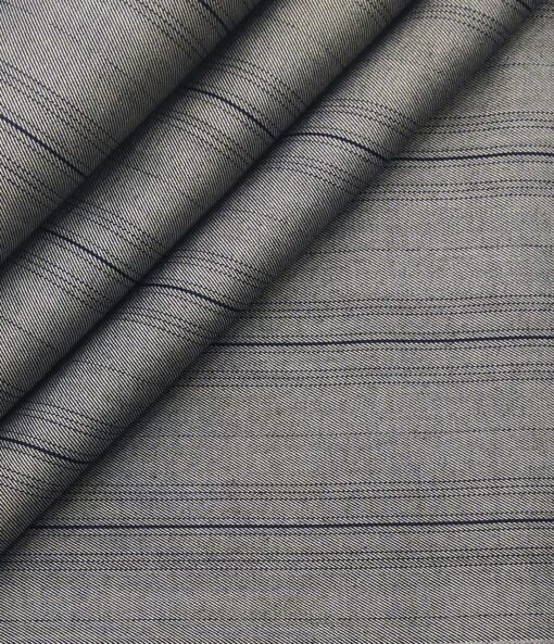 Monza Men's Cotton Striped 1.60 Meter Unstitched Shirt Fabric (Silver Grey)