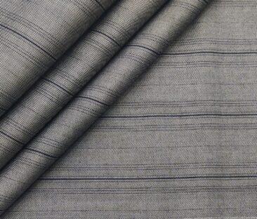 Monza Men's Cotton Striped 1.60 Meter Unstitched Shirt Fabric (Silver Grey)