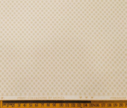 Monza Men's Cotton Structured Cum Printed 1.60 Meter Unstitched Shirt Fabric (Off White)