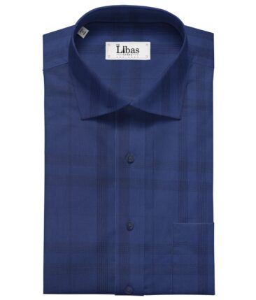 Monza Men's Cotton Checks 1.60 Meter Unstitched Shirt Fabric (Royal Blue)