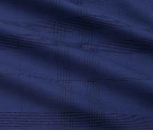 Monza Men's Cotton Checks 1.60 Meter Unstitched Shirt Fabric (Royal Blue)