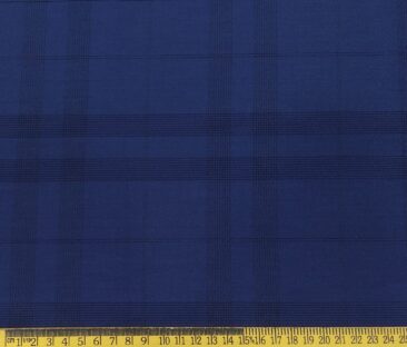 Monza Men's Cotton Checks 1.60 Meter Unstitched Shirt Fabric (Royal Blue)
