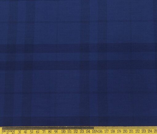 Monza Men's Cotton Checks 1.60 Meter Unstitched Shirt Fabric (Royal Blue)