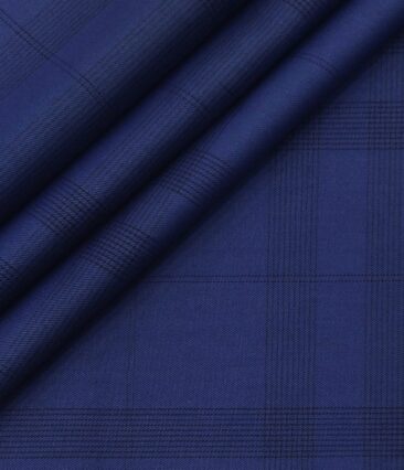 Monza Men's Cotton Checks 1.60 Meter Unstitched Shirt Fabric (Royal Blue)