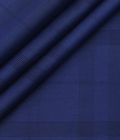 Monza Men's Cotton Checks 1.60 Meter Unstitched Shirt Fabric (Royal Blue)