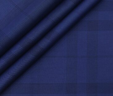 Monza Men's Cotton Checks 1.60 Meter Unstitched Shirt Fabric (Royal Blue)