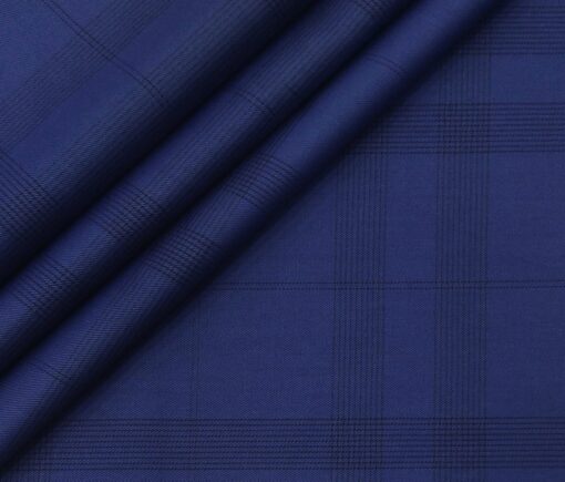 Monza Men's Cotton Checks 1.60 Meter Unstitched Shirt Fabric (Royal Blue)