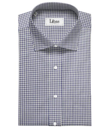 Monza Men's Cotton Checks 1.60 Meter Unstitched Shirt Fabric (White)