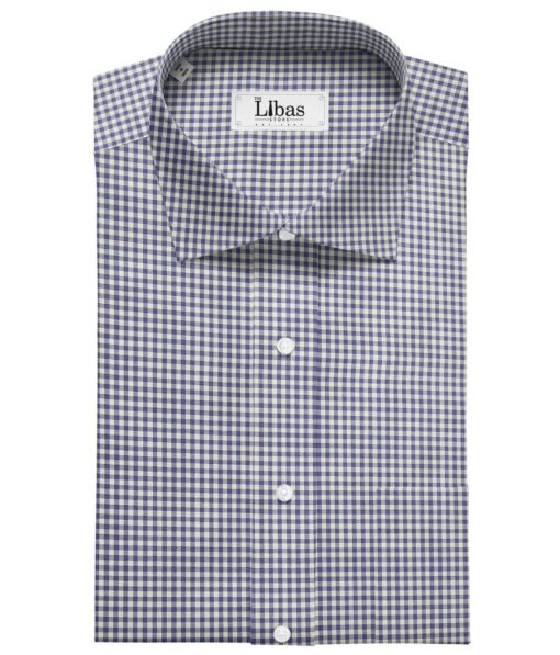 Monza Men's Cotton Checks 1.60 Meter Unstitched Shirt Fabric (White)