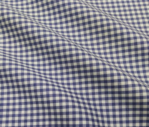 Monza Men's Cotton Checks 1.60 Meter Unstitched Shirt Fabric (White)