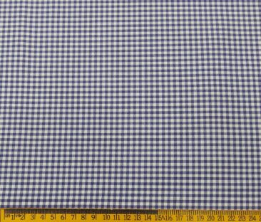 Monza Men's Cotton Checks 1.60 Meter Unstitched Shirt Fabric (White)