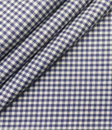Monza Men's Cotton Checks 1.60 Meter Unstitched Shirt Fabric (White)