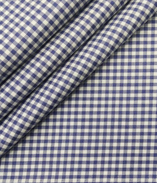 Monza Men's Cotton Checks 1.60 Meter Unstitched Shirt Fabric (White)
