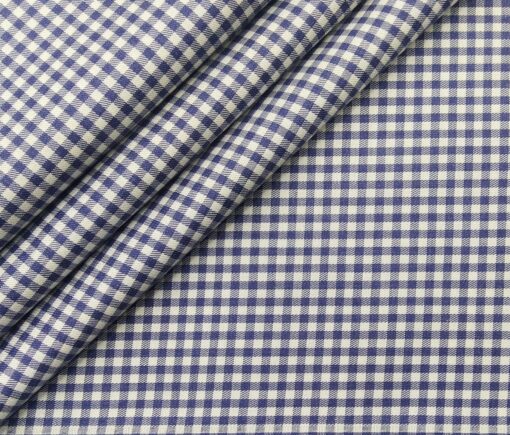 Monza Men's Cotton Checks 1.60 Meter Unstitched Shirt Fabric (White)