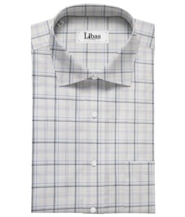 Monza Men's Giza Cotton Checks 1.60 Meter Unstitched Shirt Fabric (White)