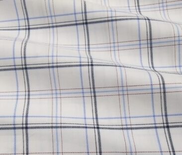 Monza Men's Giza Cotton Checks 1.60 Meter Unstitched Shirt Fabric (White)