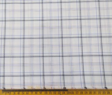 Monza Men's Giza Cotton Checks 1.60 Meter Unstitched Shirt Fabric (White)