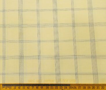 Monza Men's Giza Cotton Checks 1.60 Meter Unstitched Shirt Fabric (Yellow)