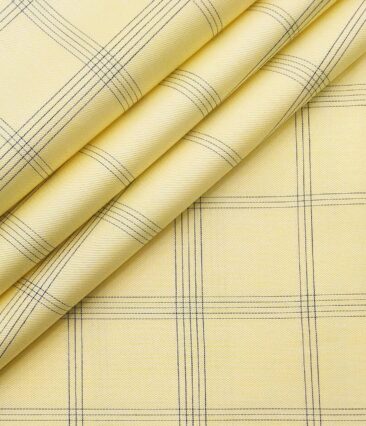 Monza Men's Giza Cotton Checks 1.60 Meter Unstitched Shirt Fabric (Yellow)