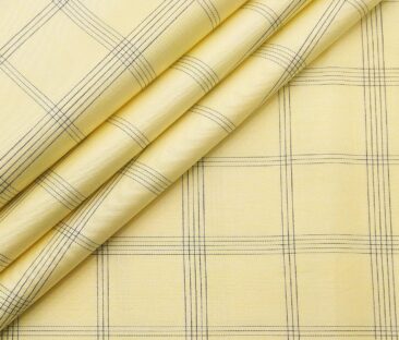 Monza Men's Giza Cotton Checks 1.60 Meter Unstitched Shirt Fabric (Yellow)