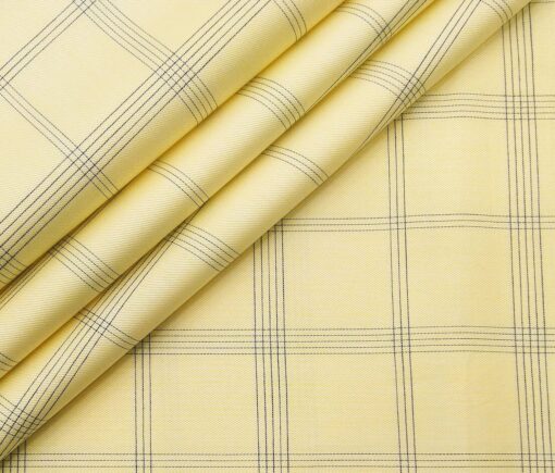 Monza Men's Giza Cotton Checks 1.60 Meter Unstitched Shirt Fabric (Yellow)