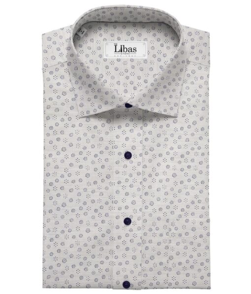 Monza Men's Cotton Printed 1.60 Meter Unstitched Shirt Fabric (Light Grey)