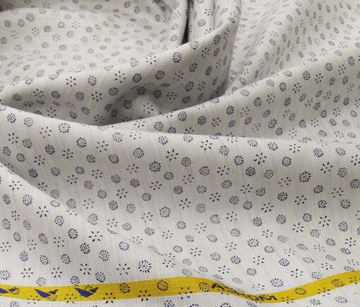 Monza Men's Cotton Printed 1.60 Meter Unstitched Shirt Fabric (Light Grey)