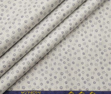 Monza Men's Cotton Printed 1.60 Meter Unstitched Shirt Fabric (Light Grey)