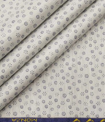 Monza Men's Cotton Printed 1.60 Meter Unstitched Shirt Fabric (Light Grey)