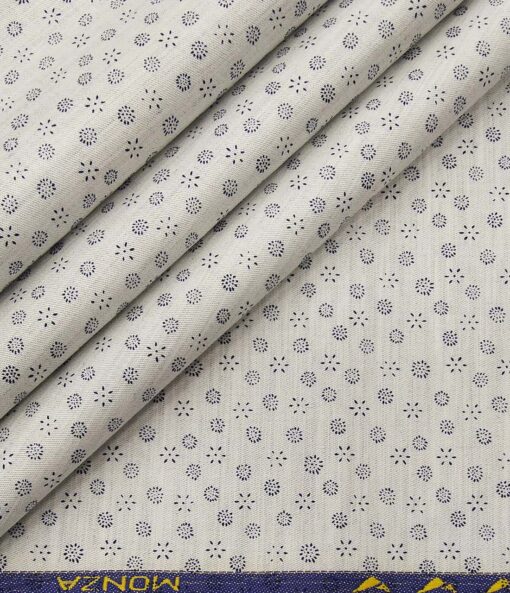 Monza Men's Cotton Printed 1.60 Meter Unstitched Shirt Fabric (Light Grey)
